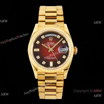 Swiss 2834 Rolex Day-Date 36 Red Ombre Dial Presidential Strap